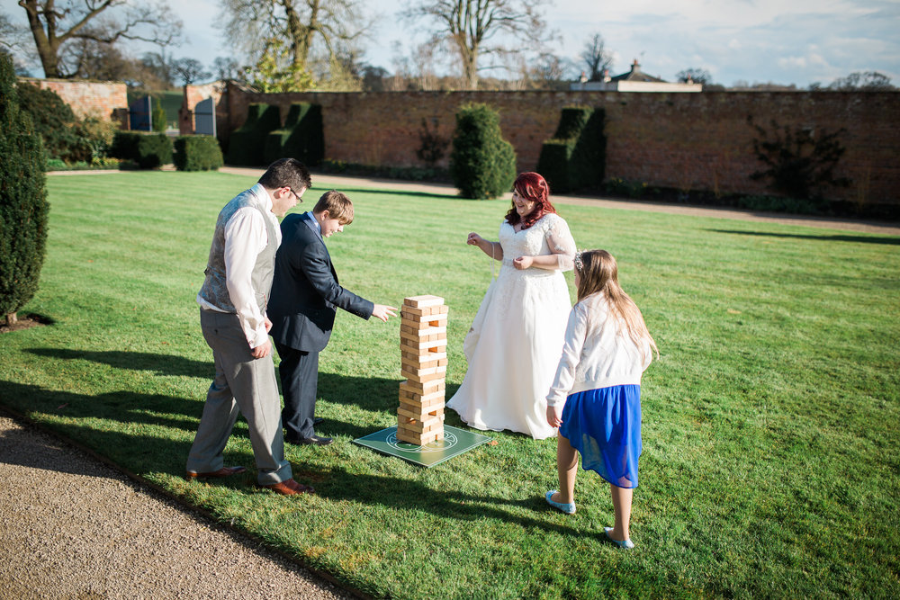  Giant Jenga is always a popular lawn game for a summer wedding. 