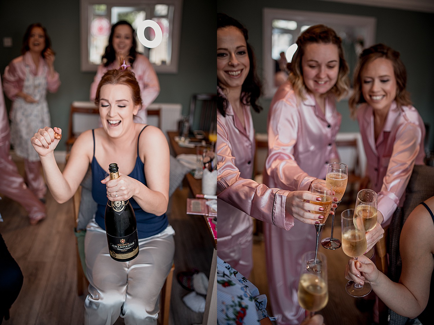 Champagne at bridal prep for a Liverpool wedding day