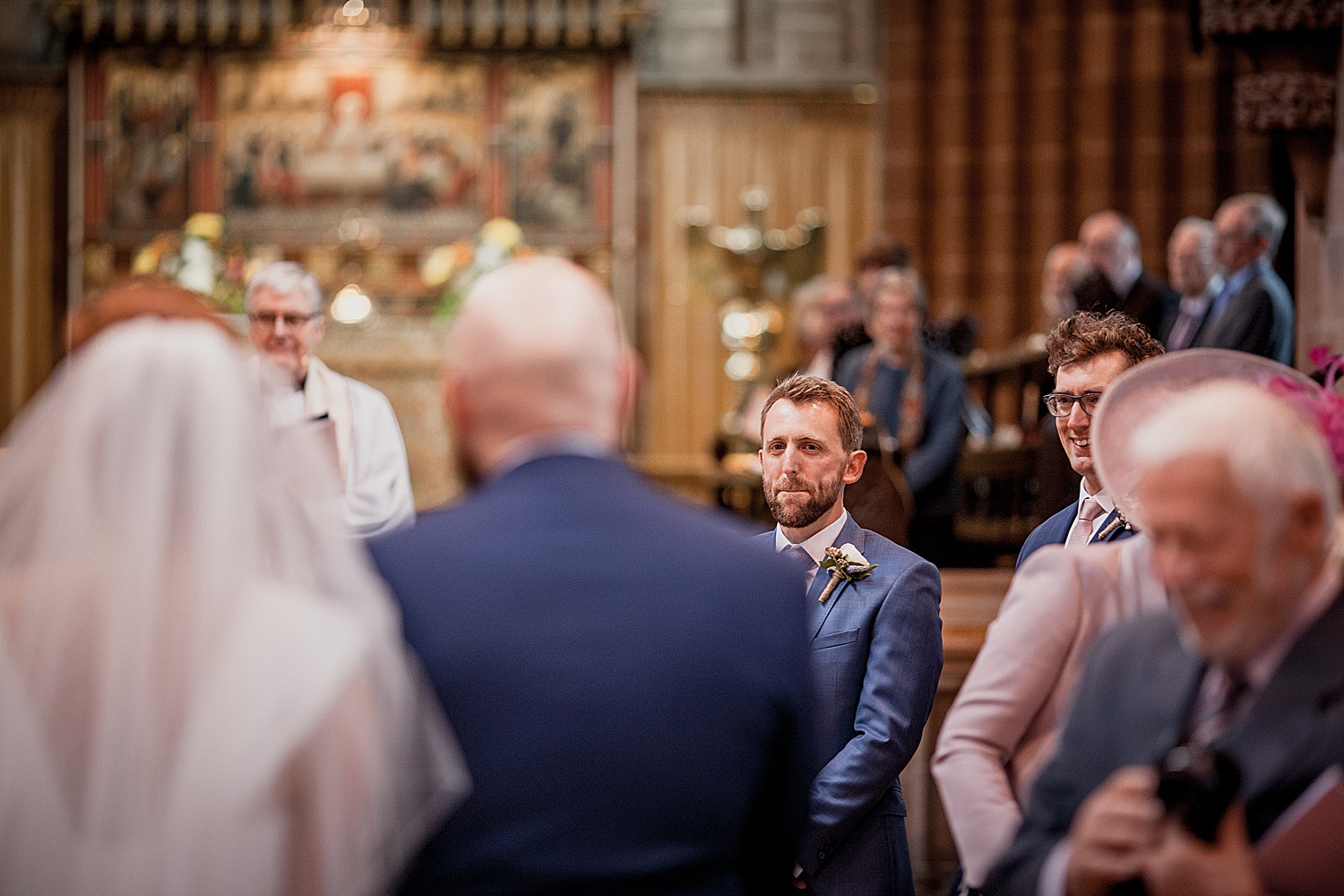 Grooms emotions as his bride walks down the aisle