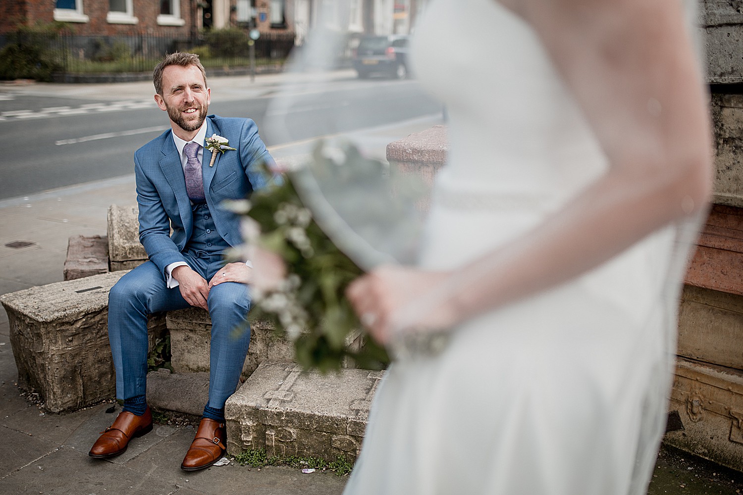 Focus on the groom at this Liverpool wedding