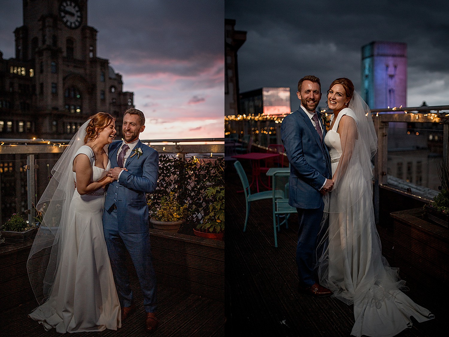 Sunset portraits at this Liverpool wedding