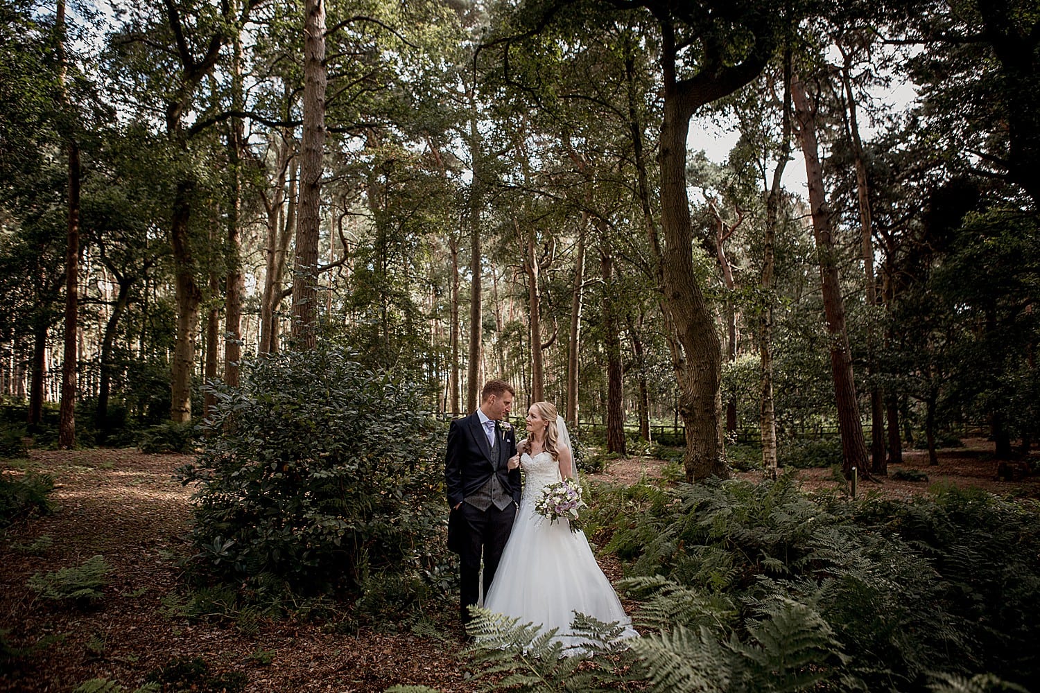 woodland bride and groom at abbeywood estate in cheshire