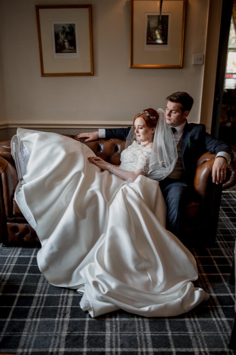 bride and groom at rossett hall