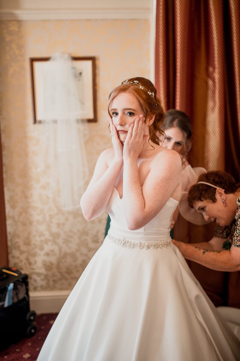 bride getting ready at rosset hall