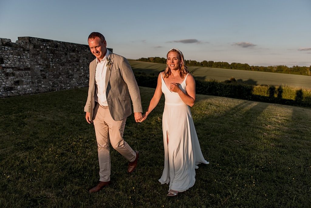 wedding couple at sunset in dorset