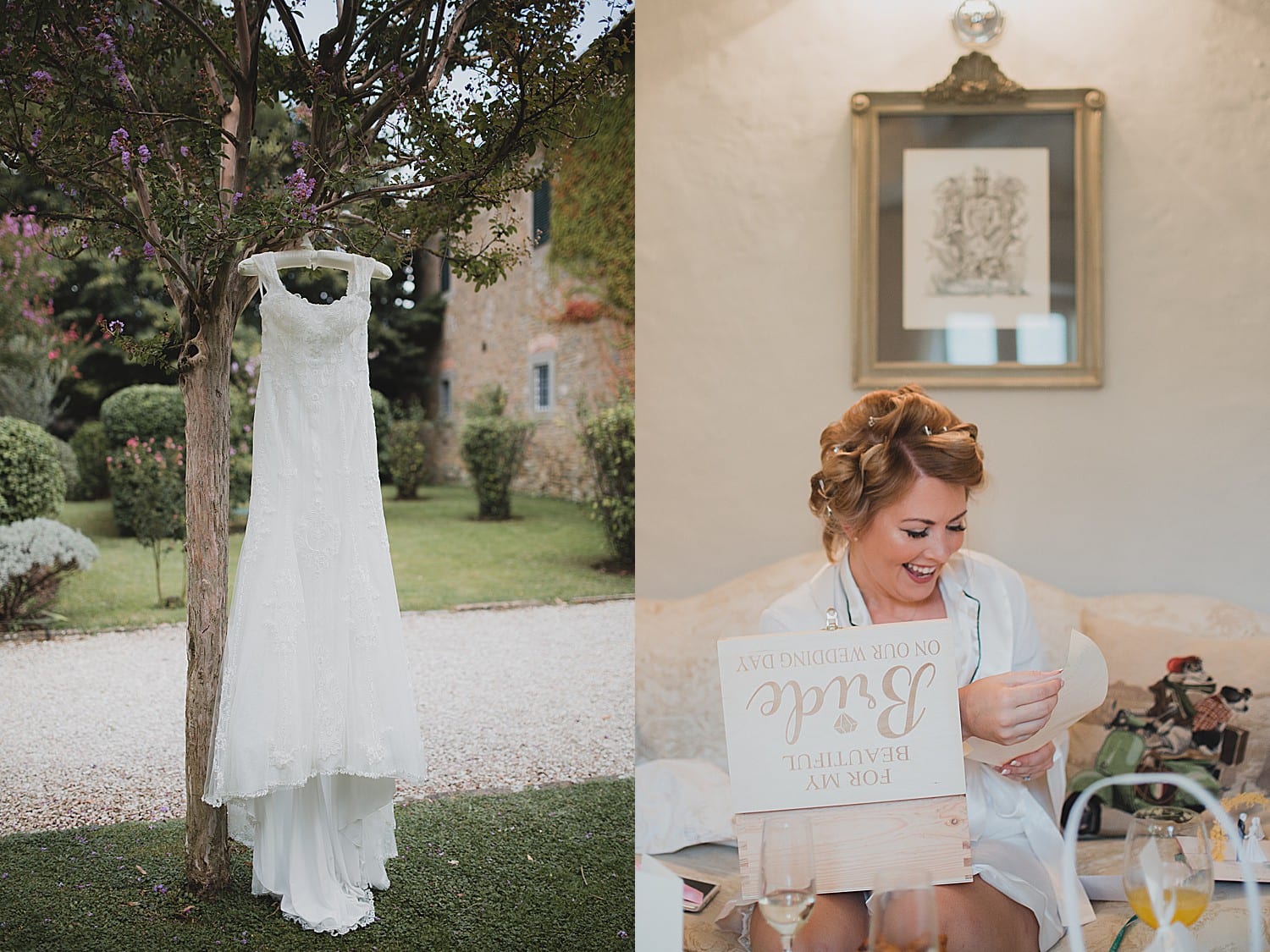 Bridal prep at Villa di Piazzano