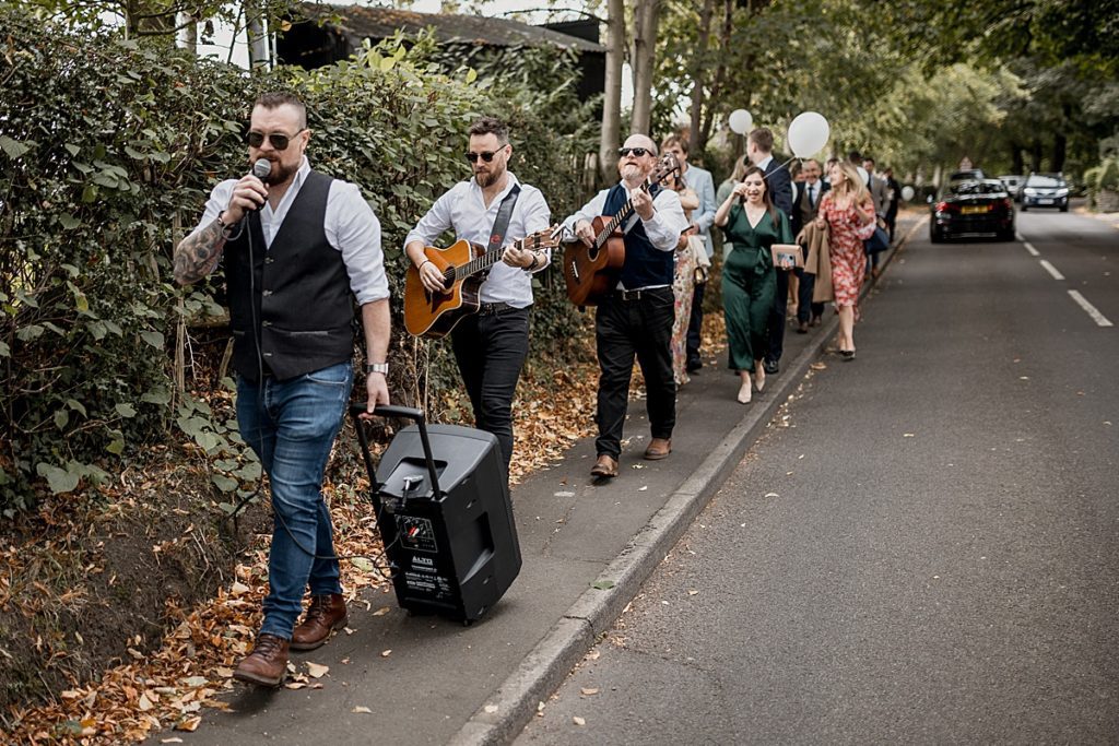 walking band for a wedding]
